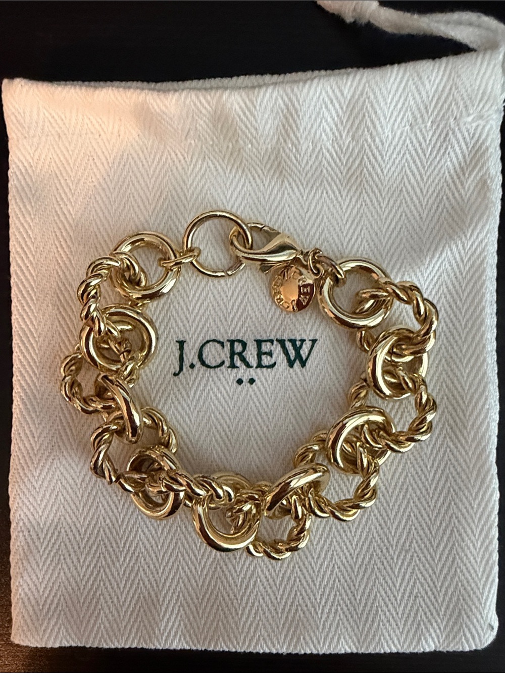 J. Crew Shiny Gold Twisted Link Bracelet